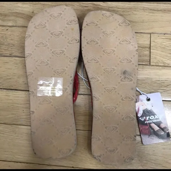 Rare Roxy Quiksilver Straw Basket Weave Flip-Flops Sandals Sz 6 - Tokyo Print - Picture 2 of 5